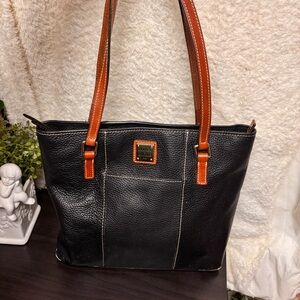 DOONEY & BOURKE Black Pebbled Leather Small Lexington Shopper Tote Hand Bag